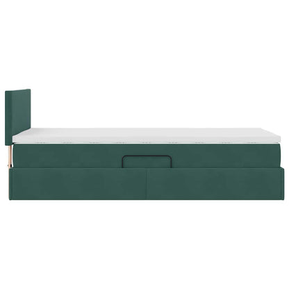 vidaXL Lit de rangement avec LED vert foncé 90 x 190 cm Velours