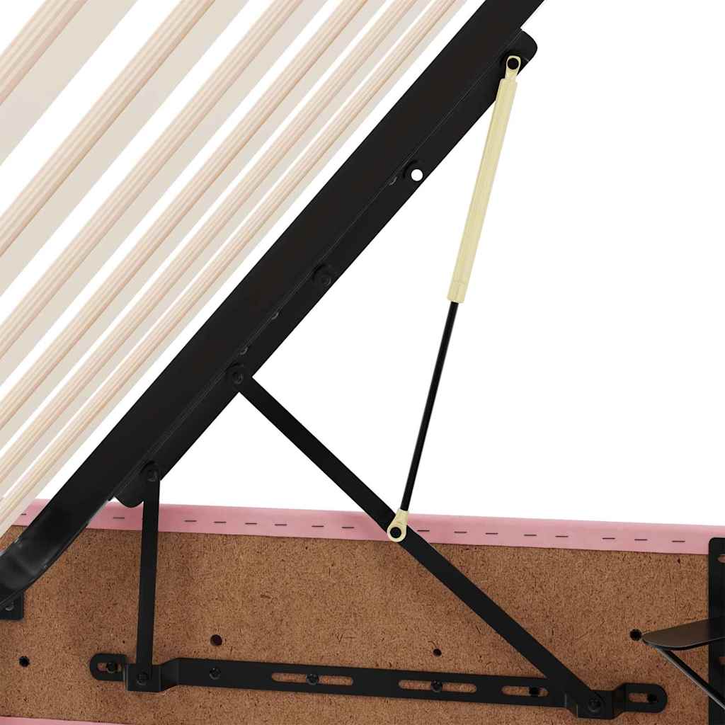 Bett mit Stauraum und LED mit Matratze Rosa 90 x 200 cm Samt