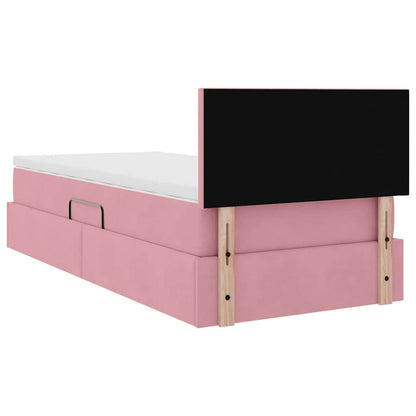 Bett mit Stauraum und LED mit Matratze Rosa 90 x 200 cm Samt