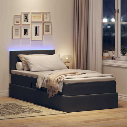 vidaXL Bett mit Stauraum und LED mit LED Dunkelgrau 100 x 200 cm Samt
