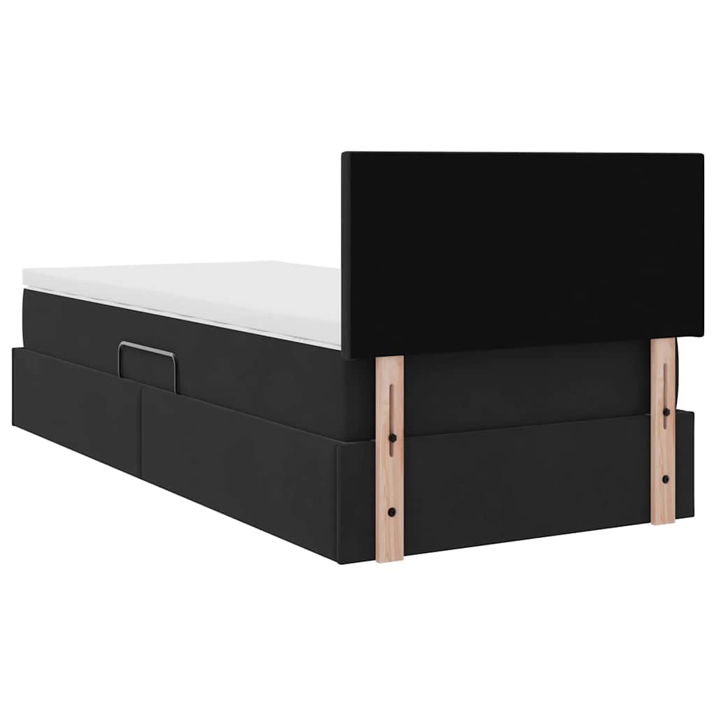 vidaXL Bett mit Stauraum und LED mit LED Schwarz 100 x 200 cm Samt