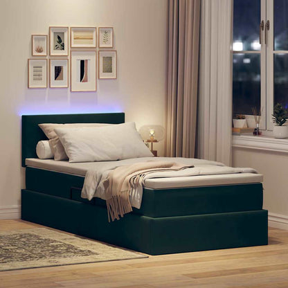 vidaXL Bett mit Stauraum und LED mit LED Dunkelgrün 100 x 200 cm Samt