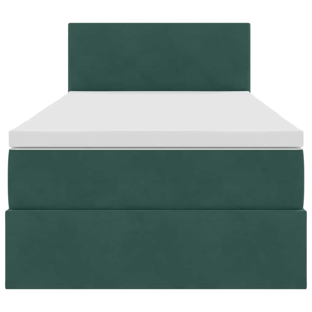 vidaXL Bett mit Stauraum und LED mit LED Dunkelgrün 100 x 200 cm Samt