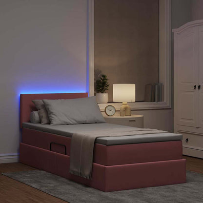 vidaXL Bett mit Stauraum und LED mit Matratze Rosa 100 x 200 cm Samt
