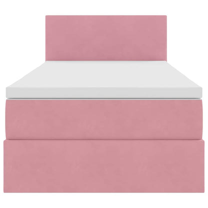 vidaXL Bett mit Stauraum und LED mit Matratze Rosa 100 x 200 cm Samt