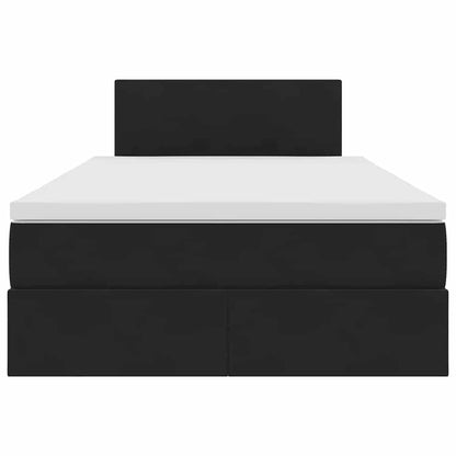 Bett mit Stauraum und LED mit LED Schwarz 120 x 190 cm Samt