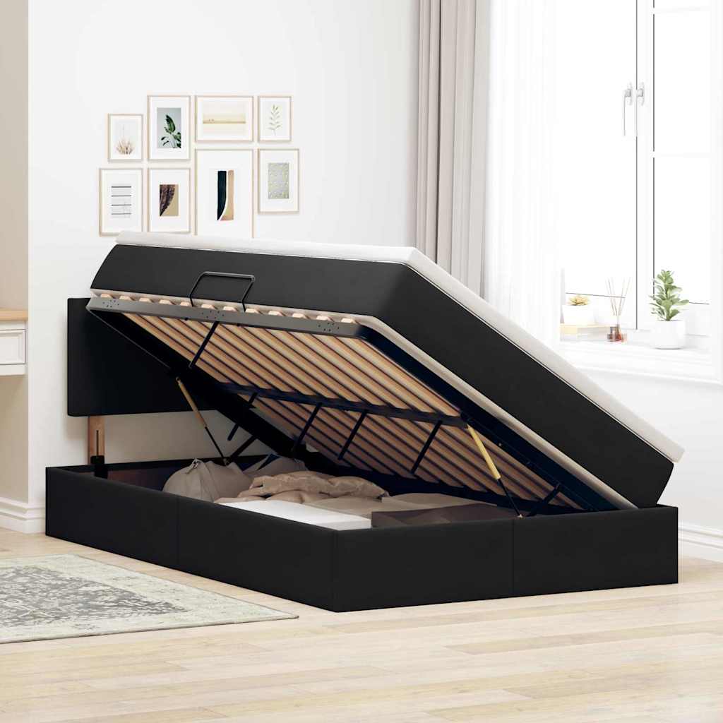 vidaXL Bett mit Stauraum und LED mit LED Schwarz 120 x 200 cm Samt