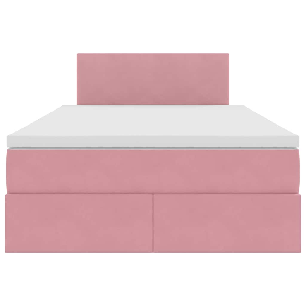 vidaXL Bett mit Stauraum und LED mit Matratze Rosa 120 x 200 cm Samt