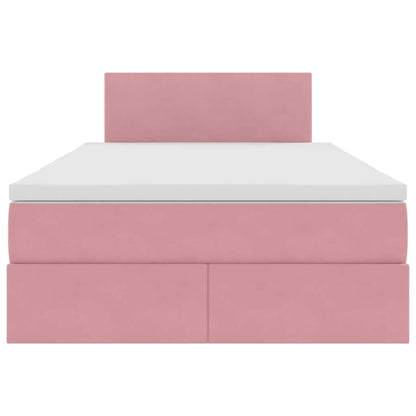 vidaXL Bett mit Stauraum und LED mit Matratze Rosa 120 x 200 cm Samt