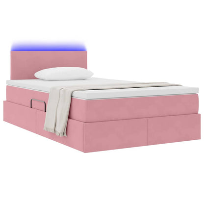 vidaXL Bett mit Stauraum und LED mit Matratze Rosa 120 x 200 cm Samt