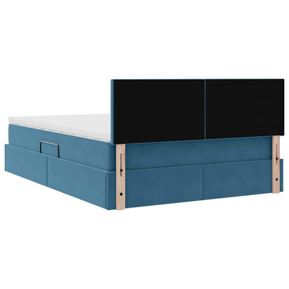 vidaXL Bett mit Stauraum und LED Dunkelblau 140 x 190 cm Samt