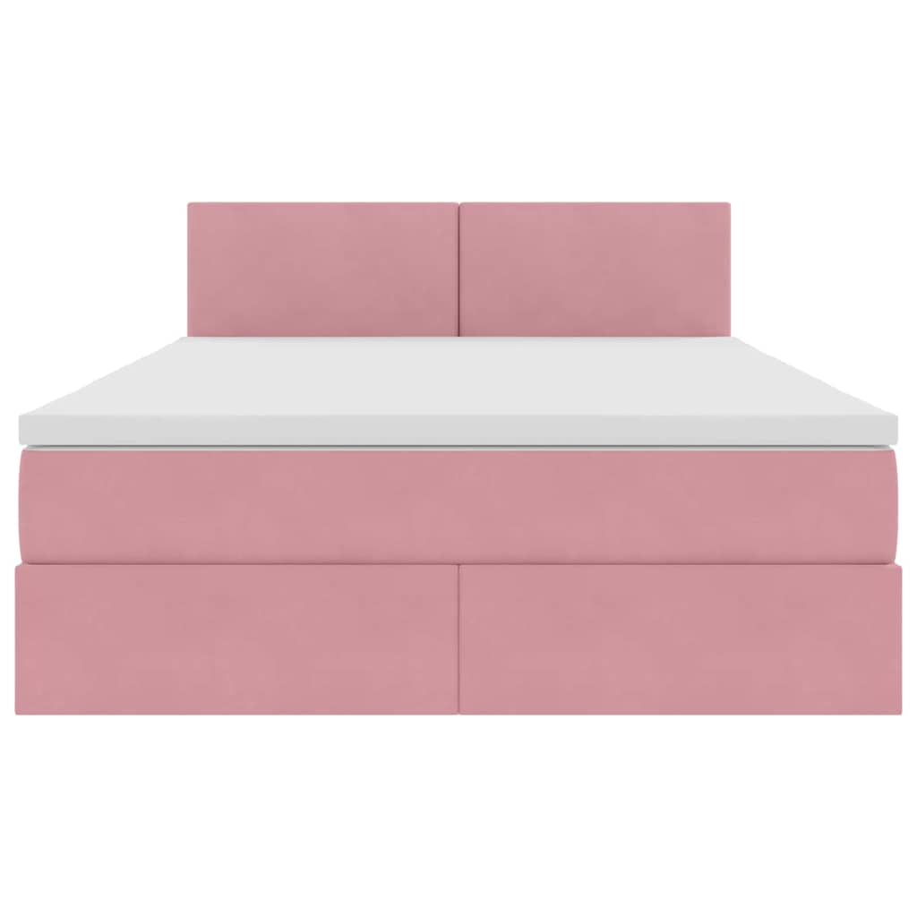 Bett mit Stauraum und LED mit Matratze Rosa 140 x 190 cm Samt