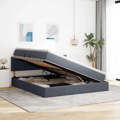 vidaXL Bett mit Stauraum und LED mit LED Dunkelgrau 160 x 200 cm Samt