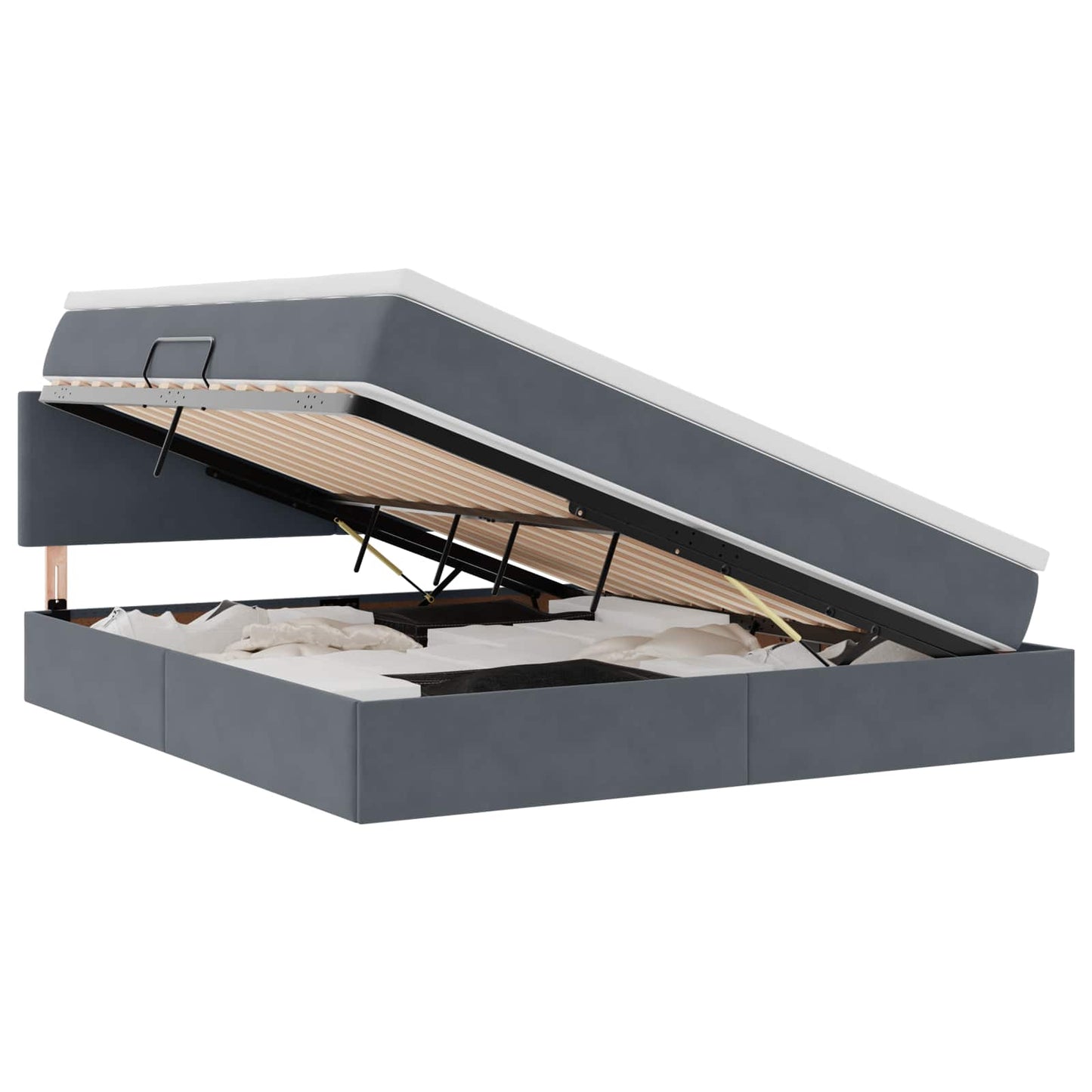 vidaXL Bett mit Stauraum und LED mit LED Dunkelgrau 160 x 200 cm Samt