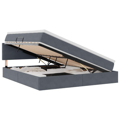 vidaXL Bett mit Stauraum und LED mit LED Dunkelgrau 160 x 200 cm Samt