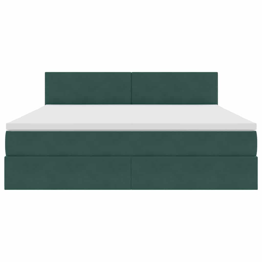vidaXL Bett mit Stauraum und LED mit LED Dunkelgrün 160 x 200 cm Samt