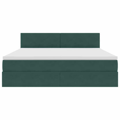 vidaXL Bett mit Stauraum und LED mit LED Dunkelgrün 160 x 200 cm Samt