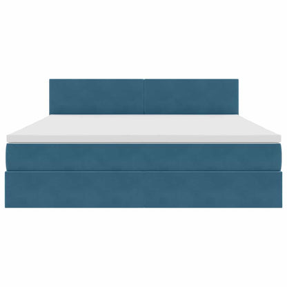 vidaXL Bett mit Stauraum und LED mit LED Dunkelblau 160 x 200 cm Samt
