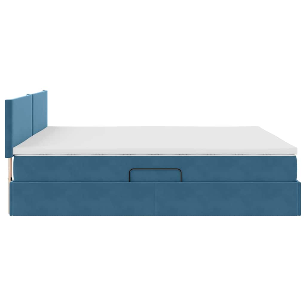 vidaXL Bett mit Stauraum und LED mit LED Dunkelblau 160 x 200 cm Samt