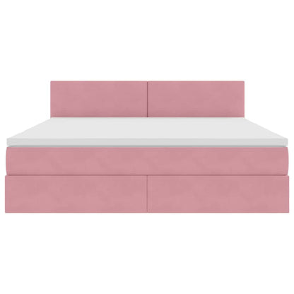 Bett mit Stauraum und LED mit Matratze Rosa 180 x 200 cm Samt