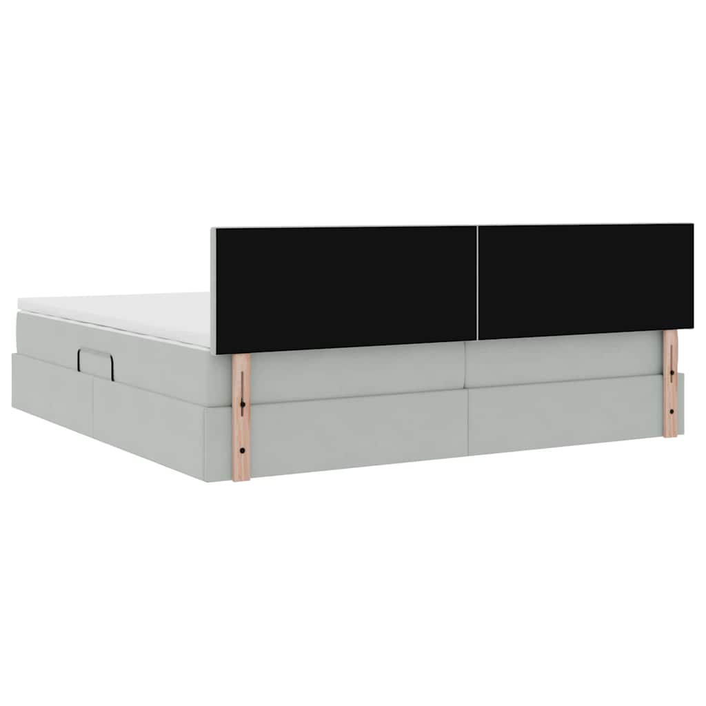 vidaXL Bett mit Stauraum und LED mit LED Hellgrau 200 x 200 cm Samt