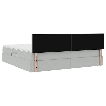 vidaXL Bett mit Stauraum und LED mit LED Hellgrau 200 x 200 cm Samt