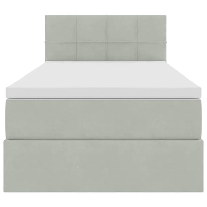 Bett mit Stauraum und LED mit LED Hellgrau 90 x 190 cm Samt