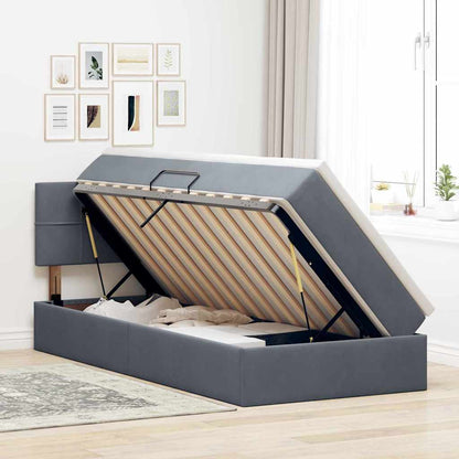 vidaXL Bett mit Stauraum und LED mit LED Dunkelgrau 90 x 190 cm Samt