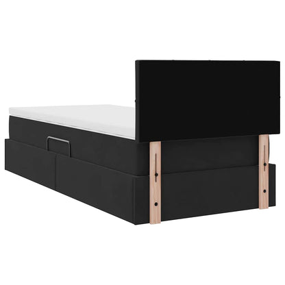 vidaXL Lit avec rangement et LED avec matelas Velours noir 90 x 190 cm