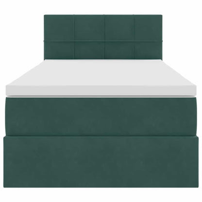 vidaXL Bett mit Stauraum und LED mit LED Dunkelgrün 90 x 190 cm Samt