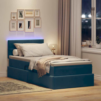 vidaXL Lit avec rangement et LED Bleu foncé 90 x 190 cm Velours