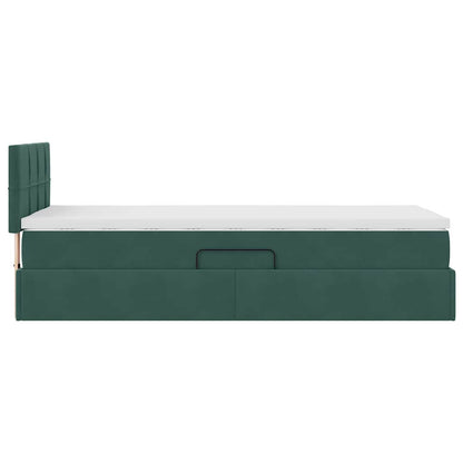 vidaXL Bett mit Stauraum und LED mit LED Dunkelgrün 90 x 200 cm Samt