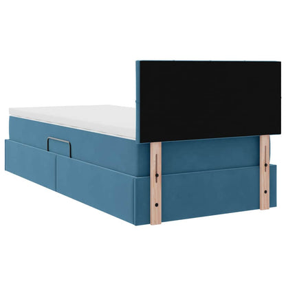 vidaXL Bett mit Stauraum und LED mit LED Dunkelblau 90 x 200 cm Samt