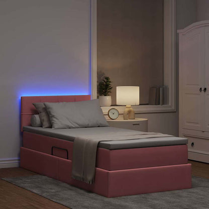 vidaXL Bett mit Stauraum und LED mit Matratze Rosa 90 x 200 cm Samt