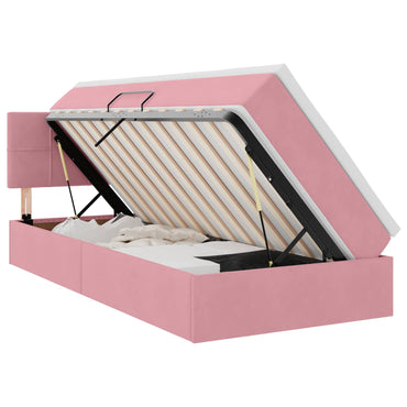vidaXL Bett mit Stauraum und LED mit Matratze Rosa 90 x 200 cm Samt