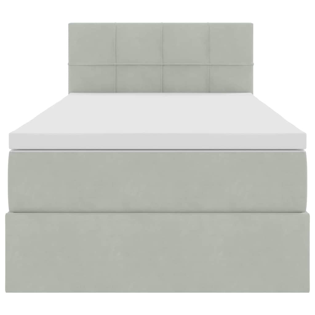 vidaXL Bett mit Stauraum und LED mit LED Hellgrau 100 x 200 cm Samt