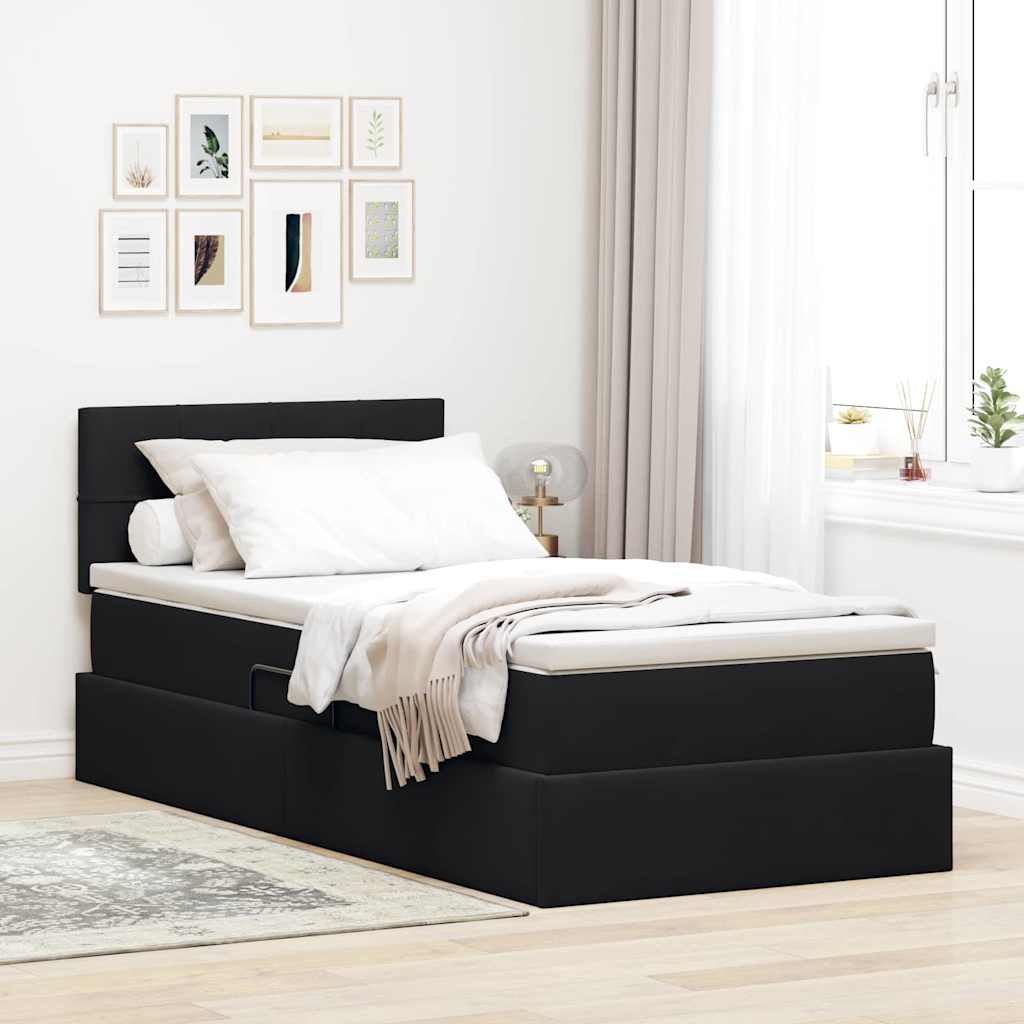 vidaXL Bett mit Stauraum und LED mit LED Schwarz 100 x 200 cm Samt