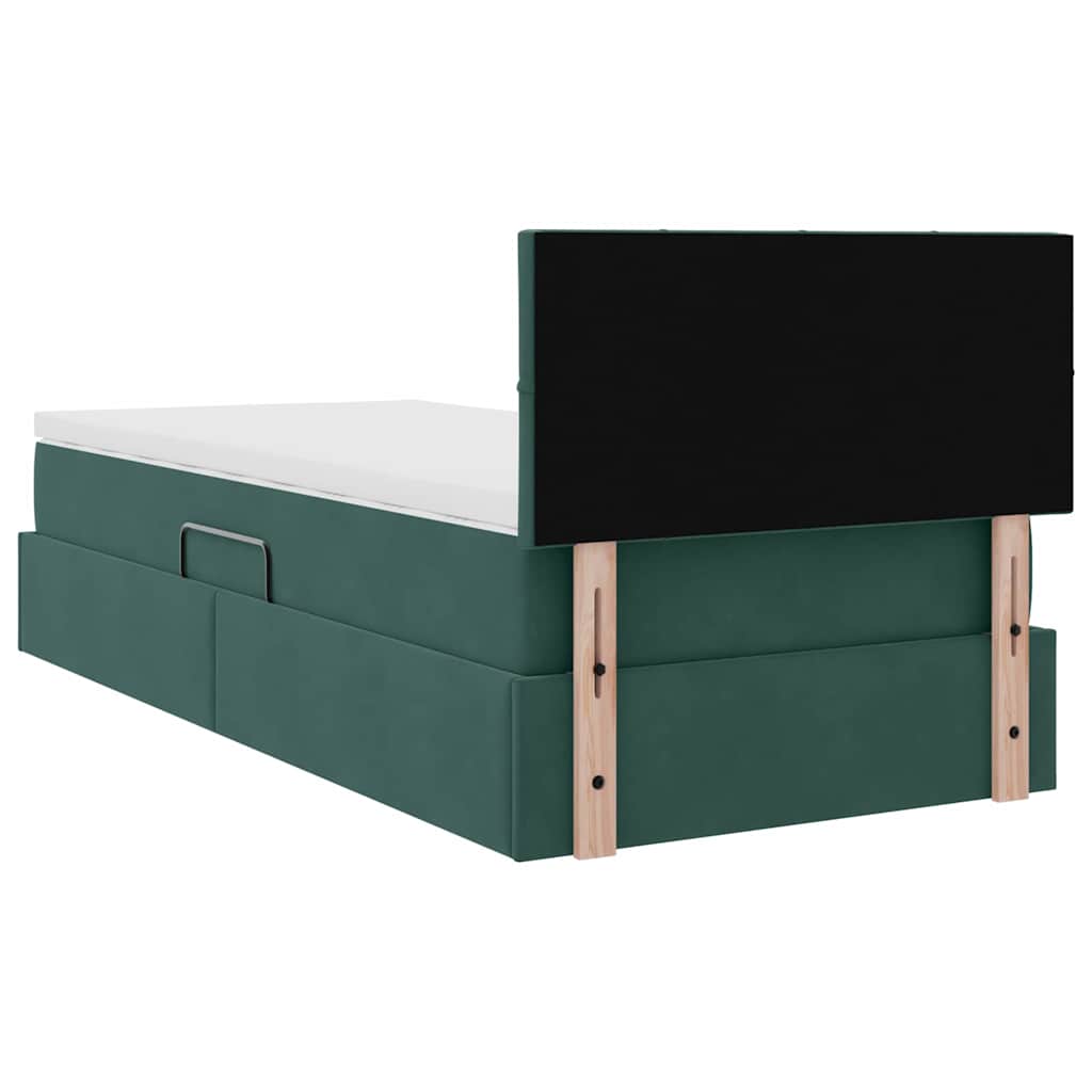 vidaXL Bett mit Stauraum und LED mit LED Dunkelgrün 100 x 200 cm Samt