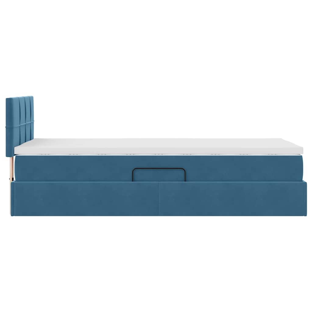 vidaXL Bett mit Stauraum und LED mit LED Dunkelblau 100 x 200 cm Samt