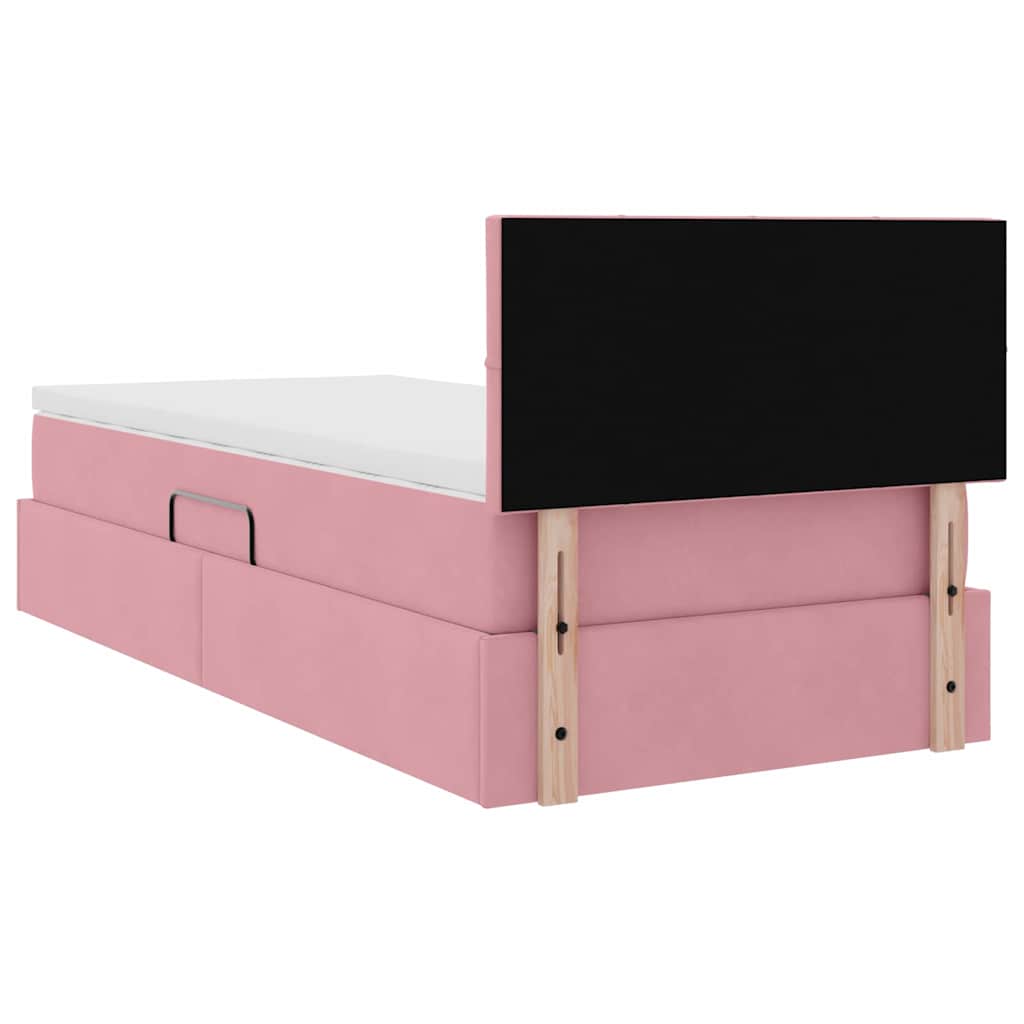 vidaXL Bett mit Stauraum und LED mit Matratze Rosa 100 x 200 cm Samt