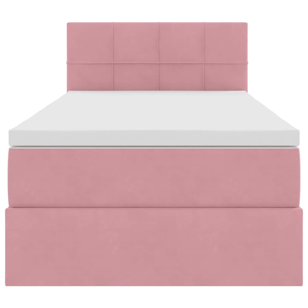 vidaXL Bett mit Stauraum und LED mit Matratze Rosa 100 x 200 cm Samt