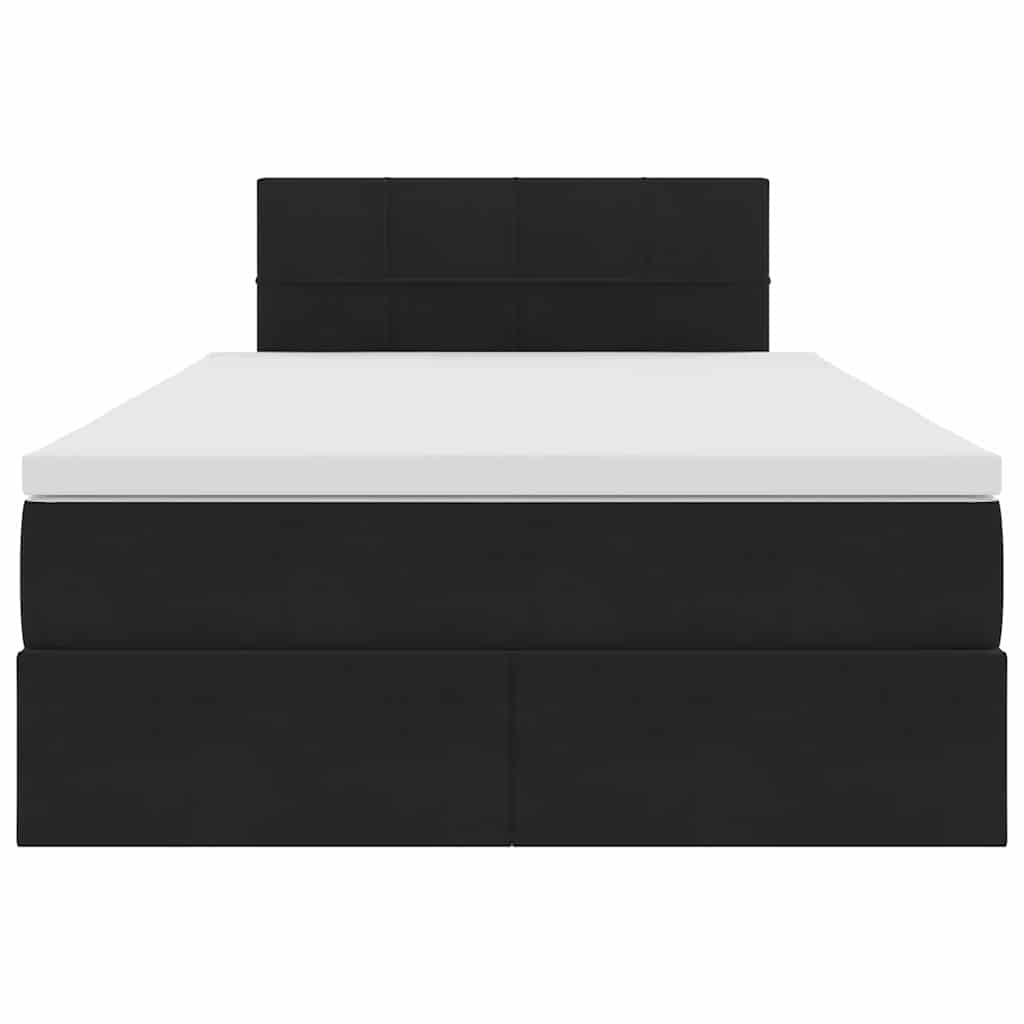 Bett mit Stauraum und LED mit LED Schwarz 120 x 200 cm Samt