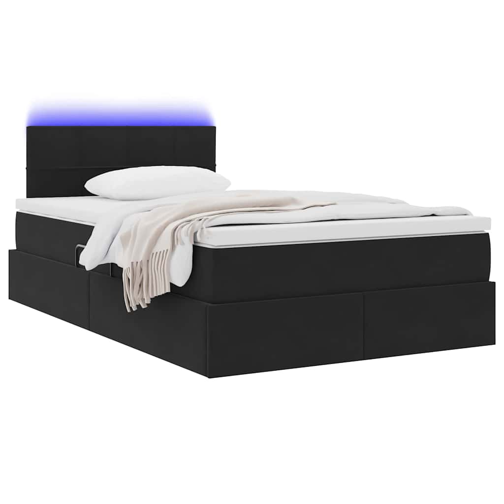 Bett mit Stauraum und LED mit LED Schwarz 120 x 200 cm Samt