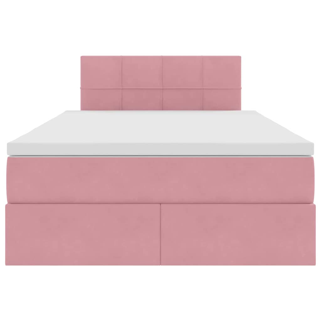 vidaXL Bett mit Stauraum und LED mit Matratze Rosa 120 x 200 cm Samt