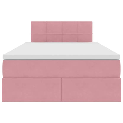 vidaXL Bett mit Stauraum und LED mit Matratze Rosa 120 x 200 cm Samt