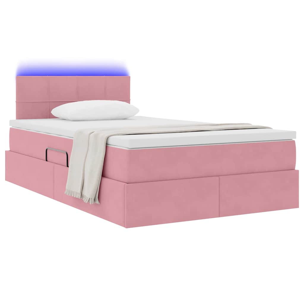 vidaXL Bett mit Stauraum und LED mit Matratze Rosa 120 x 200 cm Samt