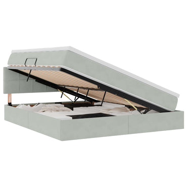 vidaXL Bett mit Stauraum und LED mit LED Hellgrau 160 x 200 cm Samt