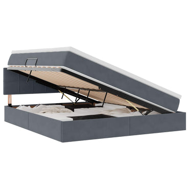 vidaXL Bett mit Stauraum und LED mit LED Dunkelgrau 160 x 200 cm Samt