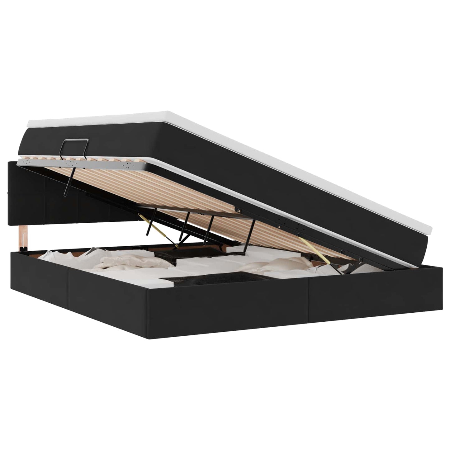 vidaXL Bett mit Stauraum und LED mit LED Schwarz 160 x 200 cm Samt