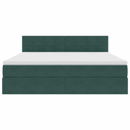 vidaXL Bett mit Stauraum und LED mit LED Dunkelgrün 160 x 200 cm Samt
